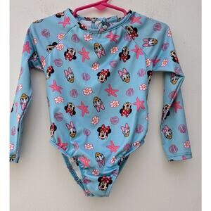 Disney Baby Girl Minnie Mouse Long Sleeve Bathing Suit Blue Size 2